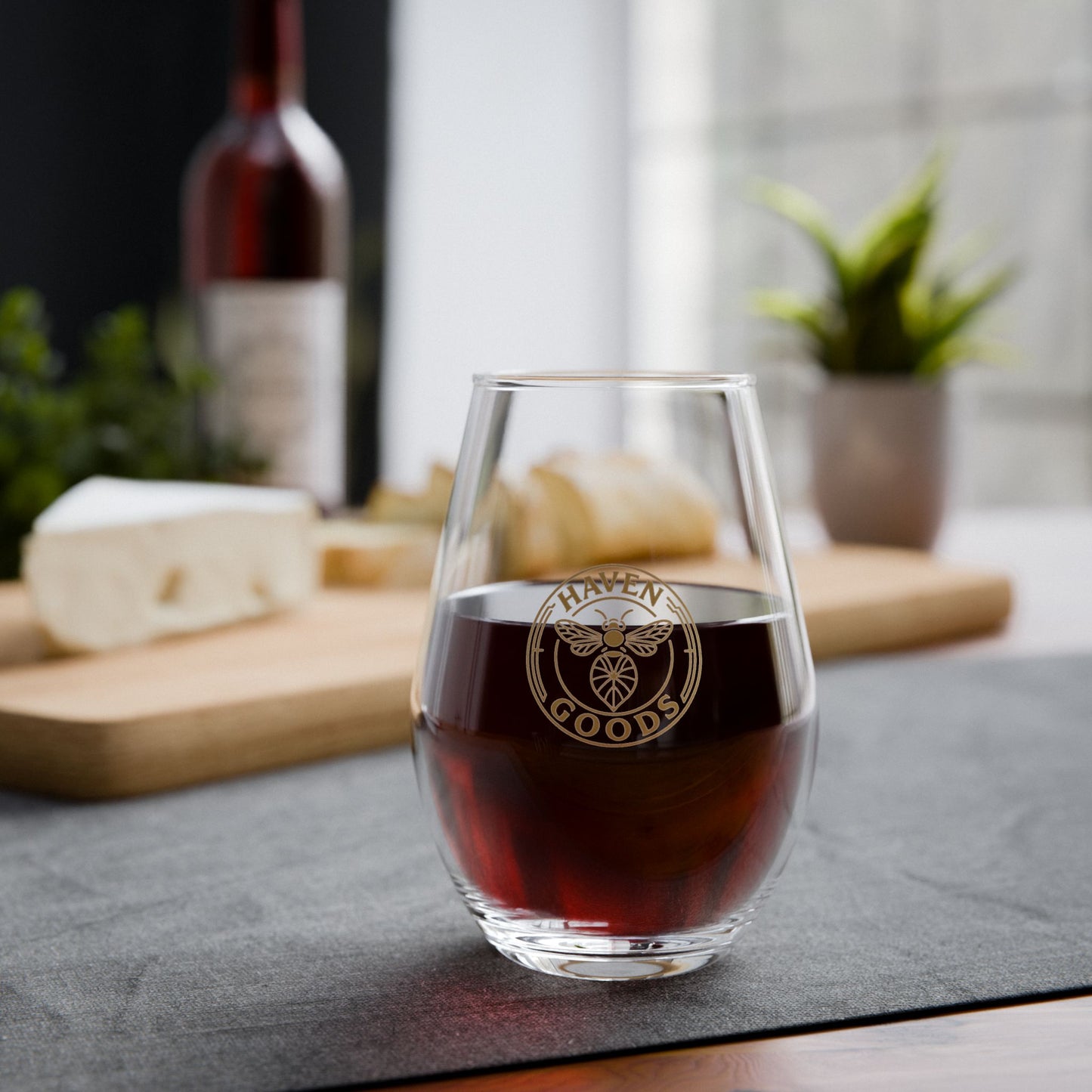 Haven Goods Logo Stemless Wine Glass, 11.75oz